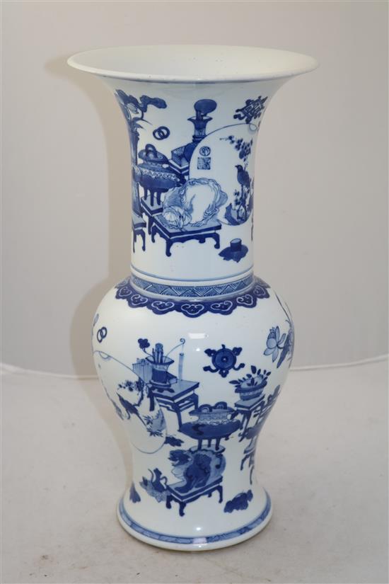 A Chinese blue and white yen-yen vase, probably Kangxi period, height 44.5cm